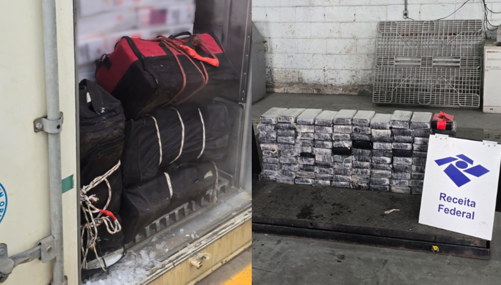Receita Federal intercepta 108 quilos de cocaína em mochilas esportivas no Porto de Santos