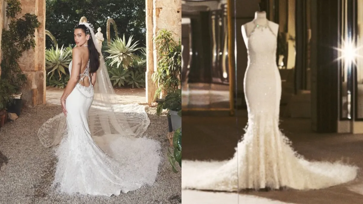Dua Lipa usou vestido de casamento da Chanel com 25 mil penas; veja detalhes