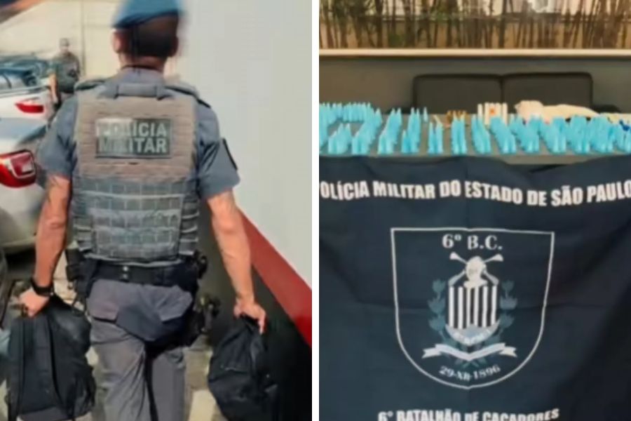 PM é recebida a tiros em morro de Santos e apreende mais de 1,3 kg de drogas
